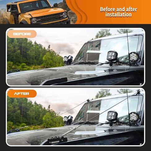 مجموعة رافعات الأطراف القابلة للتعديل من خلال حبل حماية الغابة لإزالة العوائق، غطاء المحرك الواقي لفروع الخط الفرعي ملحقات دعامة لسيارة Ford Bronco Offroad 2/4 Door 2021 2022 2023 in Kuwait