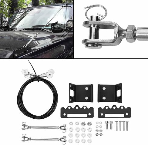 مجموعة رافعات الأطراف القابلة للتعديل من خلال حبل حماية الغابة لإزالة العوائق، غطاء المحرك الواقي لفروع الخط الفرعي ملحقات دعامة لسيارة Ford Bronco Offroad 2/4 Door 2021 2022 2023 in Kuwait