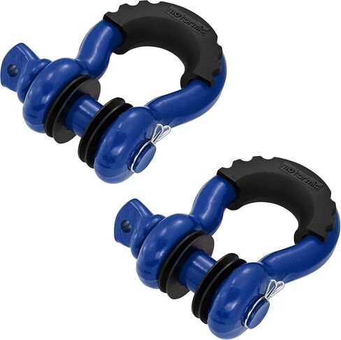 أغلال حلقة D فريدة من نوعها مكونة من قطعتين فضية - 3/4 بوصة Clevis مع دبوس أمان 7/8 بوصة بحد أقصى 57000 رطل نقطة كسر - 2 عوازل سوداء، 8 غسالات - حزام سحب للاستخدام الشاق، ونش، على الطرق الوعرة، سحب in Saudi Arabia