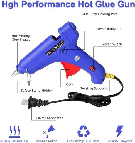 مسدس صمغ ساخن 100 وات - طقم مسدس صمغ مع 10 قطع من أعواد الصمغ الساخنة عالية الالتصاق لإصلاح دنتات السيارة وصياغتها، إصلاحات سريعة للمنزل من الفنون اليدوية in Kuwait