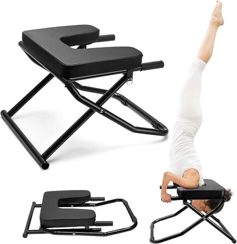 كرسي اليوغا على رأس المقعد الانعكاس، مقعد اليوغا على الرأس، مدرب حامل الرأس قابل للطي لممارسة حامل الرأس، حامل الكتف، تدريب التوازن وبناء القوة الأساسية - حامل رأس اليوغا in Kuwait