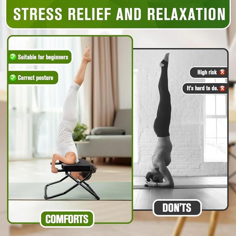 كرسي اليوغا على رأس المقعد الانعكاس، مقعد اليوغا على الرأس، مدرب حامل الرأس قابل للطي لممارسة حامل الرأس، حامل الكتف، تدريب التوازن وبناء القوة الأساسية - حامل رأس اليوغا in Kuwait