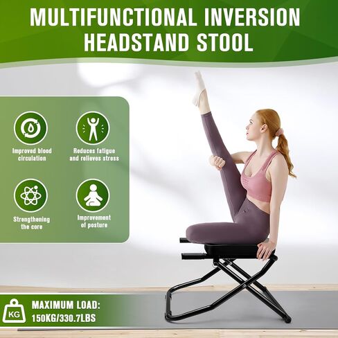 كرسي اليوغا على رأس المقعد الانعكاس، مقعد اليوغا على الرأس، مدرب حامل الرأس قابل للطي لممارسة حامل الرأس، حامل الكتف، تدريب التوازن وبناء القوة الأساسية - حامل رأس اليوغا in Kuwait
