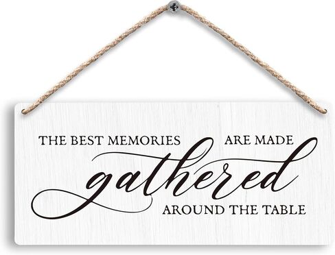 Dining Room Hanging Wooden Signs 12x6, the Best Memories are Made Gathered Around the Table Home Dining Room Wall Decor, Housewarming Kitchen Home Decor Gifts for Women Men in Saudi Arabia