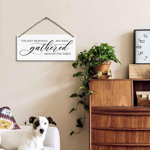 Dining Room Hanging Wooden Signs 12x6, the Best Memories are Made Gathered Around the Table Home Dining Room Wall Decor, Housewarming Kitchen Home Decor Gifts for Women Men in Saudi Arabia