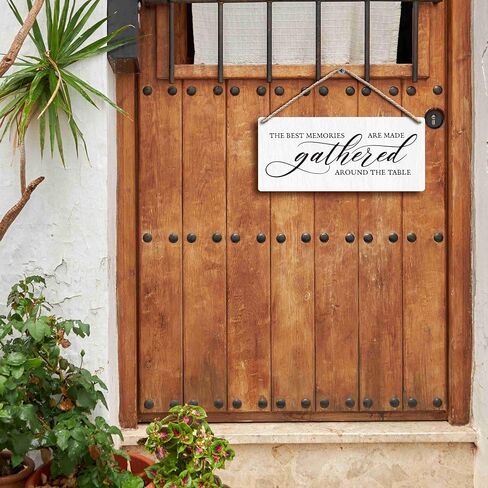 Dining Room Hanging Wooden Signs 12x6, the Best Memories are Made Gathered Around the Table Home Dining Room Wall Decor, Housewarming Kitchen Home Decor Gifts for Women Men in Saudi Arabia