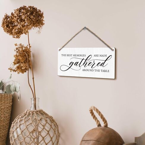 Dining Room Hanging Wooden Signs 12x6, the Best Memories are Made Gathered Around the Table Home Dining Room Wall Decor, Housewarming Kitchen Home Decor Gifts for Women Men in Saudi Arabia