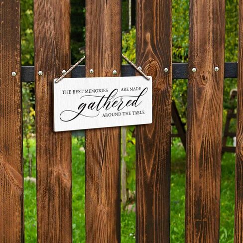 Dining Room Hanging Wooden Signs 12x6, the Best Memories are Made Gathered Around the Table Home Dining Room Wall Decor, Housewarming Kitchen Home Decor Gifts for Women Men in Saudi Arabia