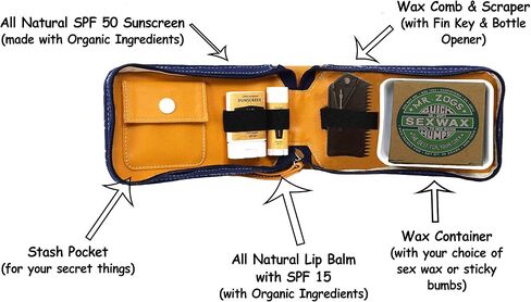 Surf Kit - Great Surfer Gift & Surf Accessory that Holds your Surf Wax, Organic Sunscreen Face Stick, All Natural Lip Balm, Wax Scraper, and More! All in a Stylish Tropical Print Surf Wax Holder in Saudi Arabia