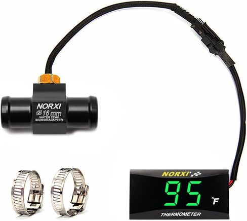 Motorcycle Water Temperature Meter Universal Digital Water Thermometer Fahrenheit Temperature Gauge for Racing Scooter LED Display DC 12V with Temp Sensor Adapter(22mm, Blue) in Saudi Arabia