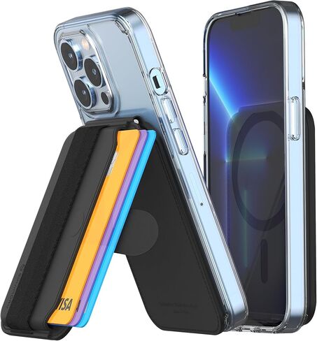 حامل بطاقات مغناطيسية للسحب والإخراج من Sinjimoru، محفظة هاتف لـ Magsafe مع مسند متوافق مع سلسلة iPhone 15 14 13 12. حامل علامة التبويب M-Pull in Kuwait