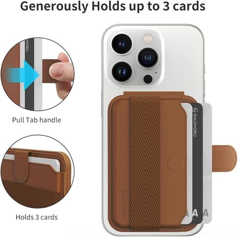 حامل بطاقات مغناطيسية للسحب والإخراج من Sinjimoru، محفظة هاتف لـ Magsafe مع مسند متوافق مع سلسلة iPhone 15 14 13 12. حامل علامة التبويب M-Pull in Kuwait