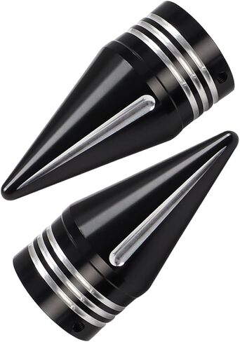 CNC Spike Front Axle Nut Covers Caps for Harley Touring Street Glide Fat Boy Road King Electra Glide Tri Glide Dyna, Black in Kuwait
