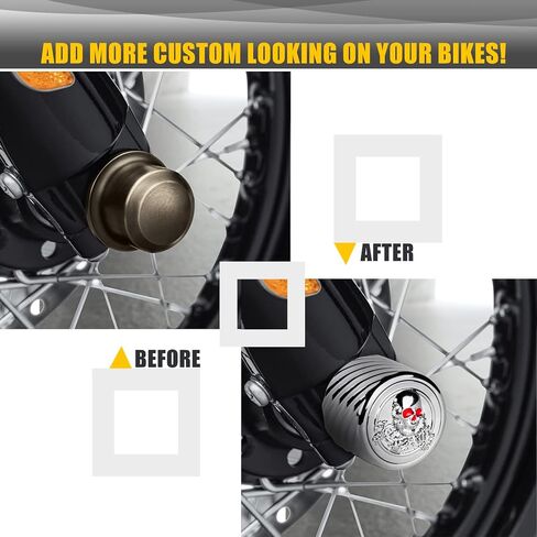 لأغطية صامولة المحور الأمامي Harley Street Glide، 2 عبوة من الألومنيوم CNC 3D Skull Axle غطاء صامولة لـ 2002-2023 Softail Dyna Touring Road King Electra Road Glide Sportster Iron 883 XL (أسود) in Saudi Arabia