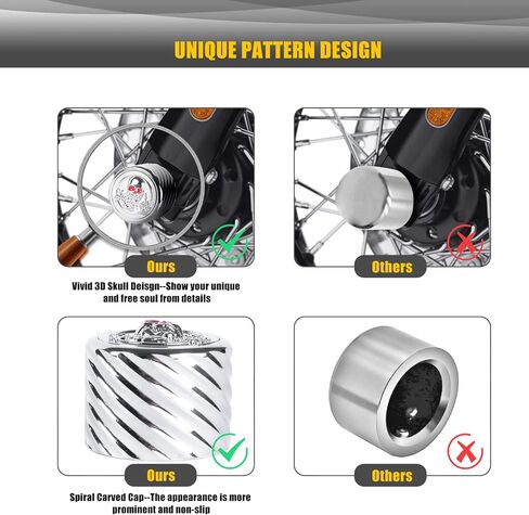 لأغطية صامولة المحور الأمامي Harley Street Glide، 2 عبوة من الألومنيوم CNC 3D Skull Axle غطاء صامولة لـ 2002-2023 Softail Dyna Touring Road King Electra Road Glide Sportster Iron 883 XL (أسود) in Saudi Arabia