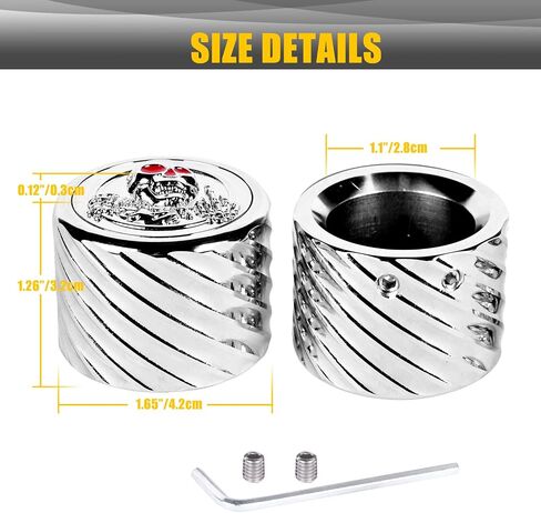 لأغطية صامولة المحور الأمامي Harley Street Glide، 2 عبوة من الألومنيوم CNC 3D Skull Axle غطاء صامولة لـ 2002-2023 Softail Dyna Touring Road King Electra Road Glide Sportster Iron 883 XL (أسود) in Saudi Arabia