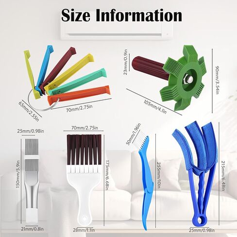 6 Pcs Radiator Comb Tool Set, Multiple Sizes AC Fin Comb Straightener & Condenser Coil Cleaning Brush, Air Conditioner Repair Cleaner Kit for Evaporator Automotive Refrigerator Hvac (Colored) in Saudi Arabia