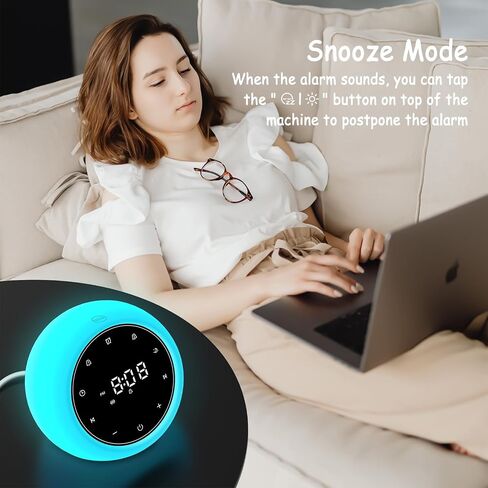 Nytpal Alarm Clock White Noise Sound Sleep Machine for Baby/Adults, 6 Colors Night Light 20 Soothing Sounds, Portable Rechargeable in Saudi Arabia