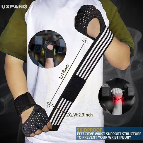 Workout Gloves with Wrist Support & Palm Damping, for Palm and Wrist Protection During Weight Lifting, Pull-Ups and Strength Training in The Gym, Suitable for Men and Women in Kuwait