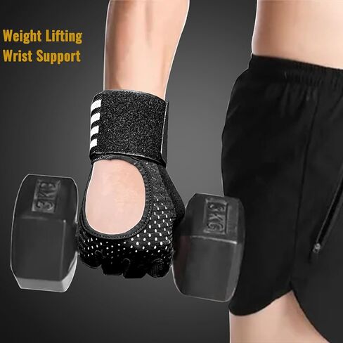 Workout Gloves with Wrist Support & Palm Damping, for Palm and Wrist Protection During Weight Lifting, Pull-Ups and Strength Training in The Gym, Suitable for Men and Women in Kuwait
