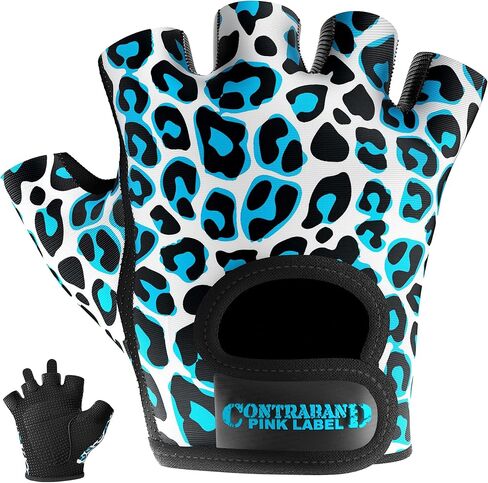 5297 Womens Design Series Leopard Print Lifting & Rowing Gloves (Pair) - Lightweight Vegan Medium Padded Microfiber Amara Leather w/Griplock Silicone in Kuwait
