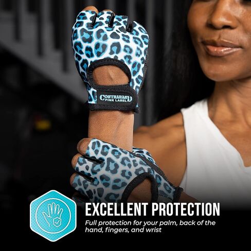 5297 Womens Design Series Leopard Print Lifting & Rowing Gloves (Pair) - Lightweight Vegan Medium Padded Microfiber Amara Leather w/Griplock Silicone in Kuwait