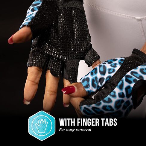 5297 Womens Design Series Leopard Print Lifting & Rowing Gloves (Pair) - Lightweight Vegan Medium Padded Microfiber Amara Leather w/Griplock Silicone in Kuwait
