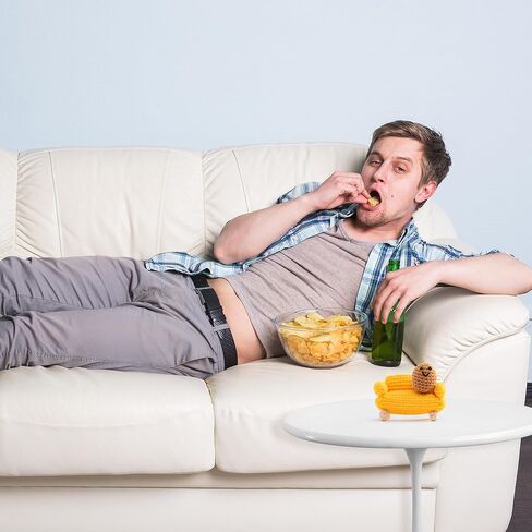 2PCS البسيطة مضحك الأزرق الكروشيه الأريكة البطاطس اليدوية الكروشيه مكتب الديكور 3 بوصة محبوكة الأريكة 2 بوصة محبوك البطاطس لطيف الصوف دمية عيد الميلاد السنة الجديدة هدايا عيد ميلاد للأصدقاء مدمن التلفزيون in Kuwait