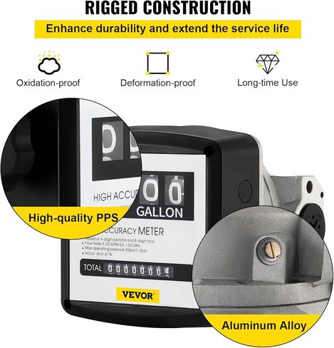 Bestauto Mechanical Fuel Meter 5 to 30 GPM Digital Diesel Fuel Flow Meter Black Fuel Meter Diesel for All Fuel Transfer Pumps 10Bar in Kuwait