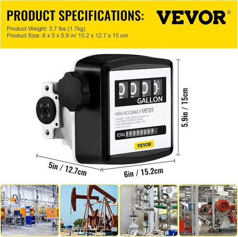 Bestauto Mechanical Fuel Meter 5 to 30 GPM Digital Diesel Fuel Flow Meter Black Fuel Meter Diesel for All Fuel Transfer Pumps 10Bar in Kuwait