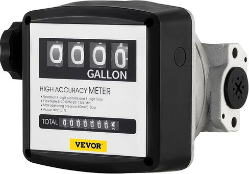 Bestauto Mechanical Fuel Meter 5 to 30 GPM Digital Diesel Fuel Flow Meter Black Fuel Meter Diesel for All Fuel Transfer Pumps 10Bar in Kuwait