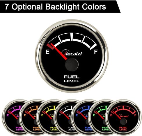 52mm/2-1/16" Fuel Level Gauge Waterproof 7 Backlight Colors 0-90ohms 16-158ohms 73-10ohms 0-190ohms 240-33ohms Anti-Vibration Anti-Over-Voltage IP67 in Saudi Arabia