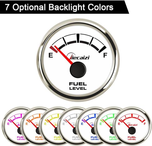 52mm/2-1/16" Fuel Level Gauge Waterproof 7 Backlight Colors 0-90ohms 16-158ohms 73-10ohms 0-190ohms 240-33ohms Anti-Vibration Anti-Over-Voltage IP67 in Saudi Arabia