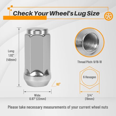 MIKKUPPA 9/16-18 Lug Nuts - Replacement for 2002-2010 ram 1500, 1994-2010 Ram 2500/3500, 1984-1997 F250/F350, 1974-1988 J20 Aftermarket Wheel 32pcs Chrome Closed End Lug Nuts in Saudi Arabia