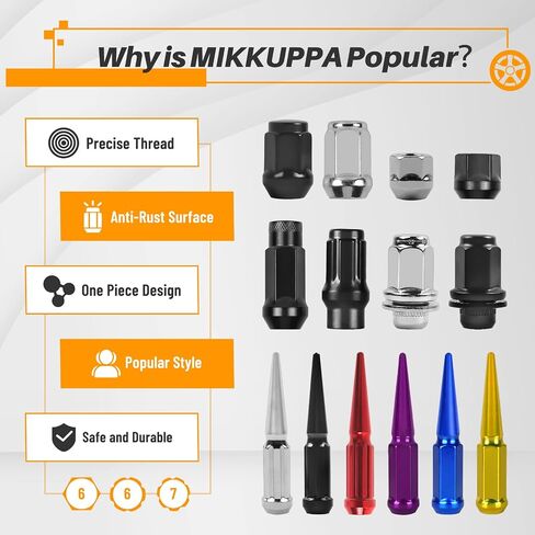 MIKKUPPA 9/16-18 Lug Nuts - Replacement for 2002-2010 ram 1500, 1994-2010 Ram 2500/3500, 1984-1997 F250/F350, 1974-1988 J20 Aftermarket Wheel 32pcs Chrome Closed End Lug Nuts in Saudi Arabia