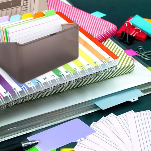 حامل بطاقات مؤشر Koogel مقاس 3x5، منظم بطاقات الفهرسة مع 100 بطاقة فهرسة مسطرة و10 صندوق ملفات بطاقة فواصل بلاستيكية لبطاقات الفلاش وبطاقات العمل واللوازم المكتبية المدرسية in Saudi Arabia