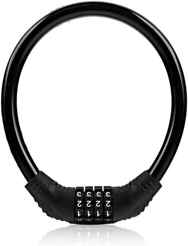 Bike Lock Cable, Bike Accessories, Bike Locks Heavy Duty Anti Theft, Combination Cable Lock for Outdoor Equipment, Black (1Ps, 1Ft, Reset Combo) in Kuwait