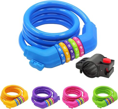 Bike Lock Cable with Mounting Bracket, Bicycle Cable Lock with 5 Digit Combination, Bike Cable Lock 4 Feet Long x 1/2 Inch (Black) in Saudi Arabia