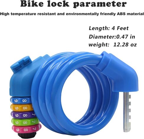 Bike Lock Cable with Mounting Bracket, Bicycle Cable Lock with 5 Digit Combination, Bike Cable Lock 4 Feet Long x 1/2 Inch (Black) in Saudi Arabia