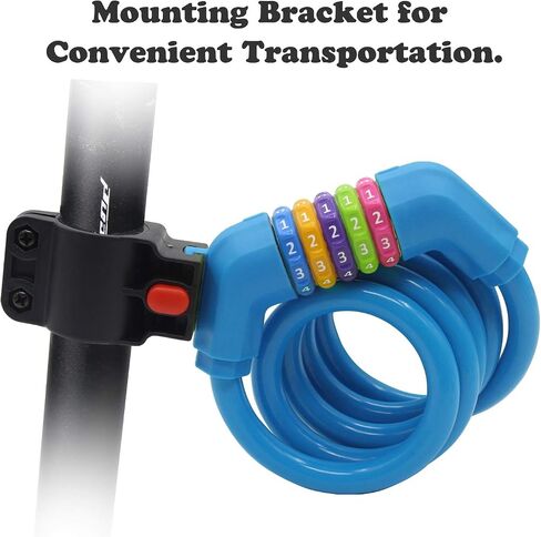 Bike Lock Cable with Mounting Bracket, Bicycle Cable Lock with 5 Digit Combination, Bike Cable Lock 4 Feet Long x 1/2 Inch (Black) in Saudi Arabia