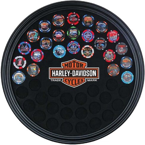 شريط العلامات التجارية Harley-Davidson وإطار رقاقة البوكر الدائرية Shield - يحمل 47 شريحة in Saudi Arabia