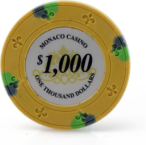 Monaco Casino Clay Poker Chips in 13.5g - Pack of 50 - (Choose Color) in Saudi Arabia