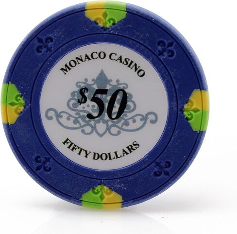Monaco Casino Clay Poker Chips in 13.5g - Pack of 50 - (Choose Color) in Saudi Arabia
