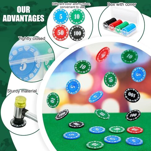 Lewtemi Poker Chips with Denominations Poker Chip Set Plastic Counters Chip Casino Chips with Poker Chip Holder Storage Box for Texas Home Game Nights Holdem Poker Blackjack or Roulette Casino in Saudi Arabia