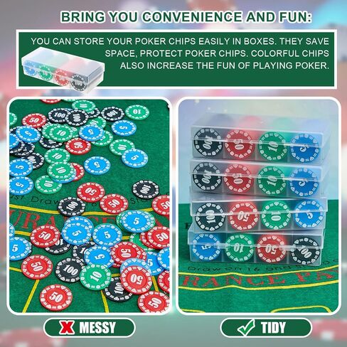 Lewtemi Poker Chips with Denominations Poker Chip Set Plastic Counters Chip Casino Chips with Poker Chip Holder Storage Box for Texas Home Game Nights Holdem Poker Blackjack or Roulette Casino in Saudi Arabia