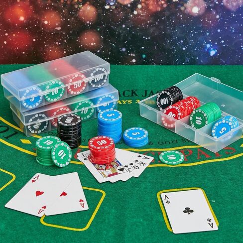 Lewtemi Poker Chips with Denominations Poker Chip Set Plastic Counters Chip Casino Chips with Poker Chip Holder Storage Box for Texas Home Game Nights Holdem Poker Blackjack or Roulette Casino in Saudi Arabia