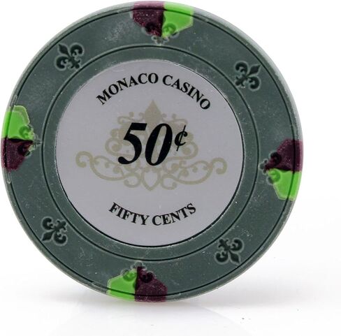 Monaco Casino Clay Poker Chips in 13.5g - Pack of 50 - (Choose Color) in Saudi Arabia