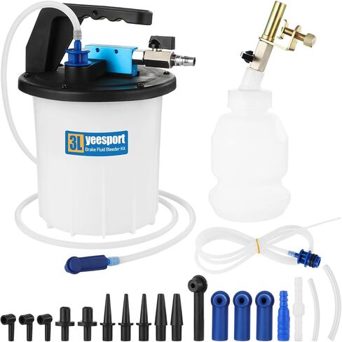 طقم نازف فرامل فراغ 3 لتر، سائل فرامل هوائي لشخص واحد وأداة استخراج نزيف القابض مع زجاجة إعادة تعبئة 1 لتر و18 محولًا إضافيًا in Kuwait