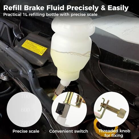 طقم نازف فرامل فراغ 3 لتر، سائل فرامل هوائي لشخص واحد وأداة استخراج نزيف القابض مع زجاجة إعادة تعبئة 1 لتر و18 محولًا إضافيًا in Kuwait