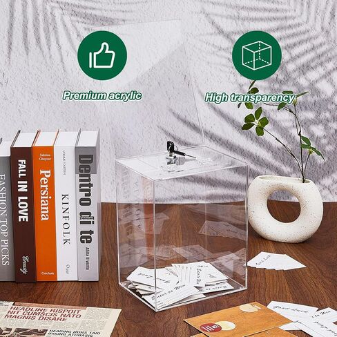 Teling 2 Pack صندوق تبرعات أكريليك كبير، صندوق اقتراحات، صندوق تذكرة مع قفل مفتاح، صندوق اقتراع شفاف، حاوية تخزين، وعاء طرف لجمع اقتراحات الأعمال الخيرية للتصويت، 5.9 × 7.8 × 9.8 بوصة in Kuwait
